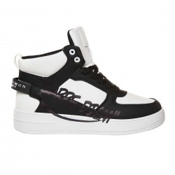 Sneakers Barbati Piele Ecologica Alb cu Negru - Mohan