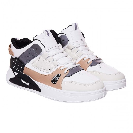 Sneakers Barbati Piele Ecologica Alb-Gri-Crem - Blake