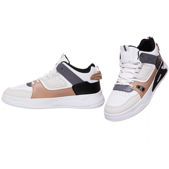 Sneakers Barbati Piele Ecologica Alb-Gri-Crem - Blake