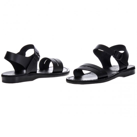 Sandale Romane Gladiator Piele Neagra Unisex - Amos