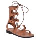 Sandale Romane Gladiator din Piele Camel - Isra