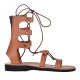 Sandale Romane Gladiator din Piele Camel - Isra