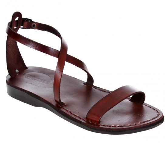 Sandale Romane Dama din Piele Naturala Maro - Hana