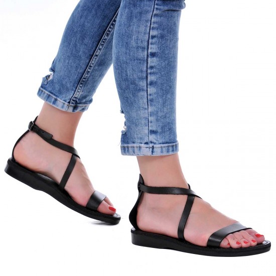 Sandale Romane Dama din Piele Naturala Neagra - Hana