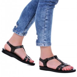 Sandale Romane Clasice Piele Naturala Neagra - Edena