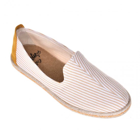 Espadrile Dama Dungi Alb-Mustar - Jiao