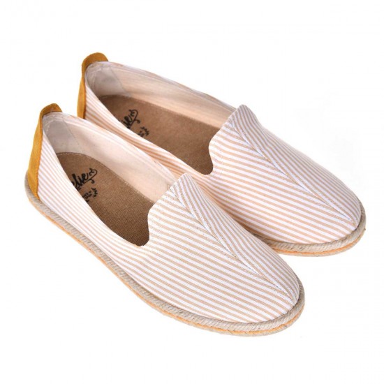 Espadrile Dama Dungi Alb-Mustar - Jiao