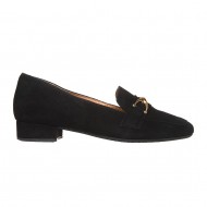 Pantofi Dama toc mic Piele Intoarsa Neagra - Arian