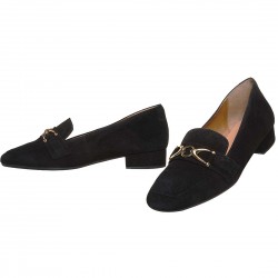 Pantofi Dama toc mic Piele Intoarsa Neagra - Arian