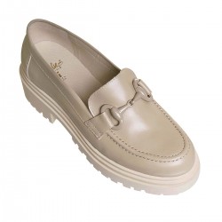 Pantofi Loafers Dama din Piele Bej - Opali