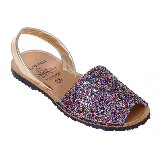 Sandale Multicolore AVARCA din Glitter si Piele Sandale Multicolore AVARCA din Glitter si Piele