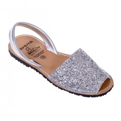 Sandale Argintii AVARCA din Glitter si Piele