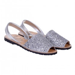Sandale Argintii AVARCA din Glitter si Piele