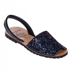 Sandale Bleumarin AVARCA din Glitter si Piele