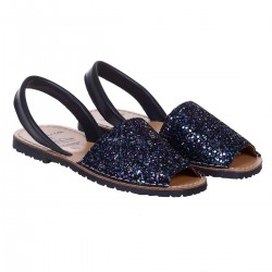 Sandale Bleumarin AVARCA din Glitter si Piele