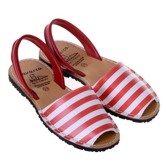 Sandale Red Stripes AVARCA din Piele Naturala