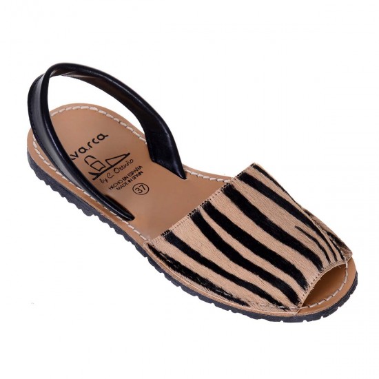 Sandale AVARCA Piele de Ponei Imprimeu Zebra Print