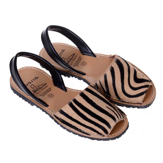 Sandale AVARCA Piele de Ponei Imprimeu Zebra Print