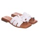 Papuci Dama Albi de vara Piele Naturala - Belle