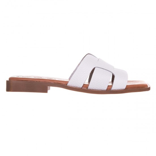Papuci Dama Albi de vara Piele Naturala - Belle
