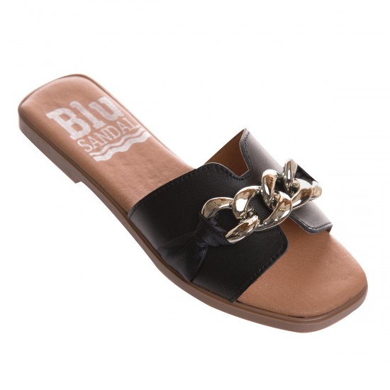 Papuci dama comozi din Piele Neagra - Gaphi