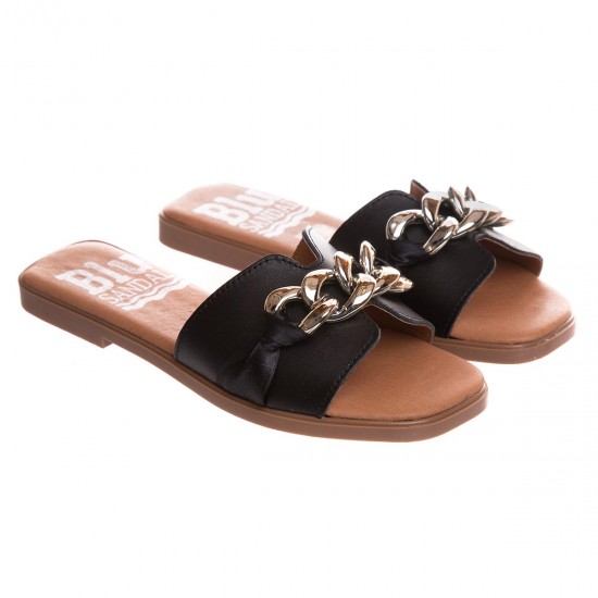 Papuci dama comozi din Piele Neagra - Gaphi