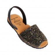 Sandale Negru-Auriu AVARCA din Glitter si Piele Sandale Negru-Auriu AVARCA din Glitter si Piele