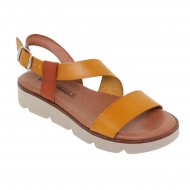 Sandale dama casual talpa joasa Piele Galben Mustar - Sasha