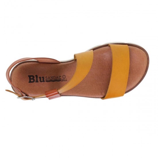 Sandale dama casual talpa joasa Piele Galben Mustar - Sasha