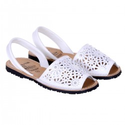 Sandale Albe AVARCA Piele Perforata - Amy