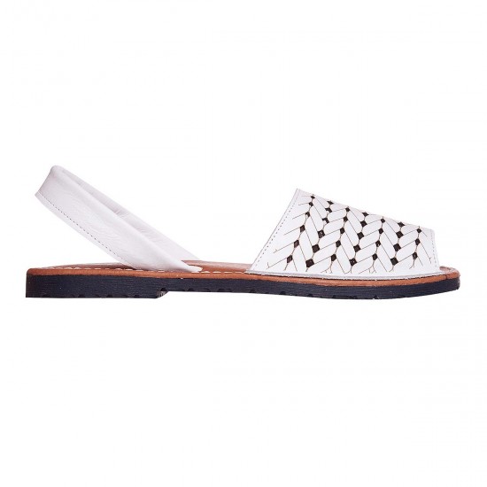 Sandale AVARCA Piele Perforata Alba- Heba