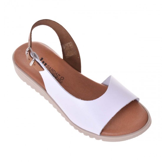 Sandale casual Femei Piele Naturala Alba - Muna