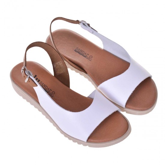 Sandale casual Femei Piele Naturala Alba - Muna
