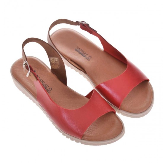 Sandale casual Femei Piele Naturala Rosie - Muna