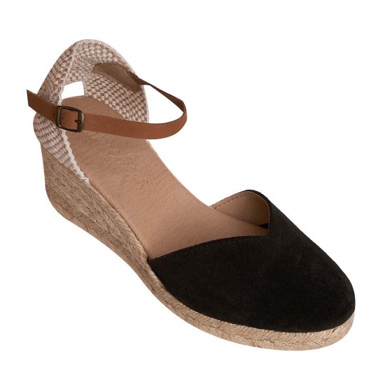 Sandale femei talpa ortopedica Piele Intoarsa Neagra - Kisa