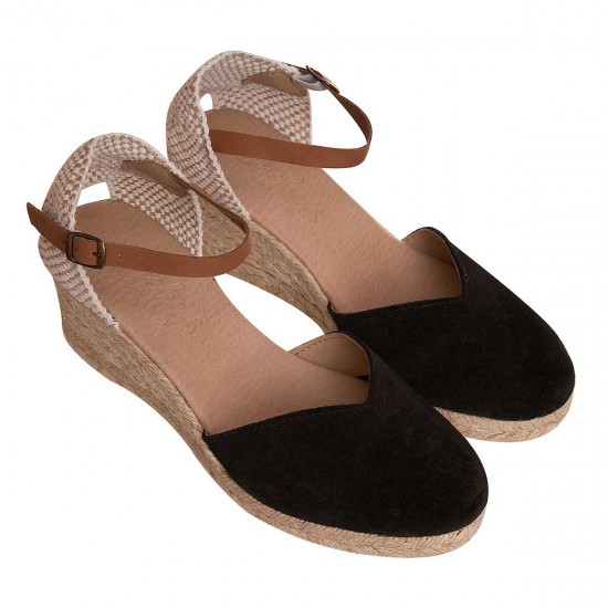 Sandale femei talpa ortopedica Piele Intoarsa Neagra - Kisa