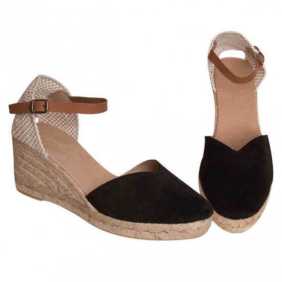 Sandale femei talpa ortopedica Piele Intoarsa Neagra - Kisa